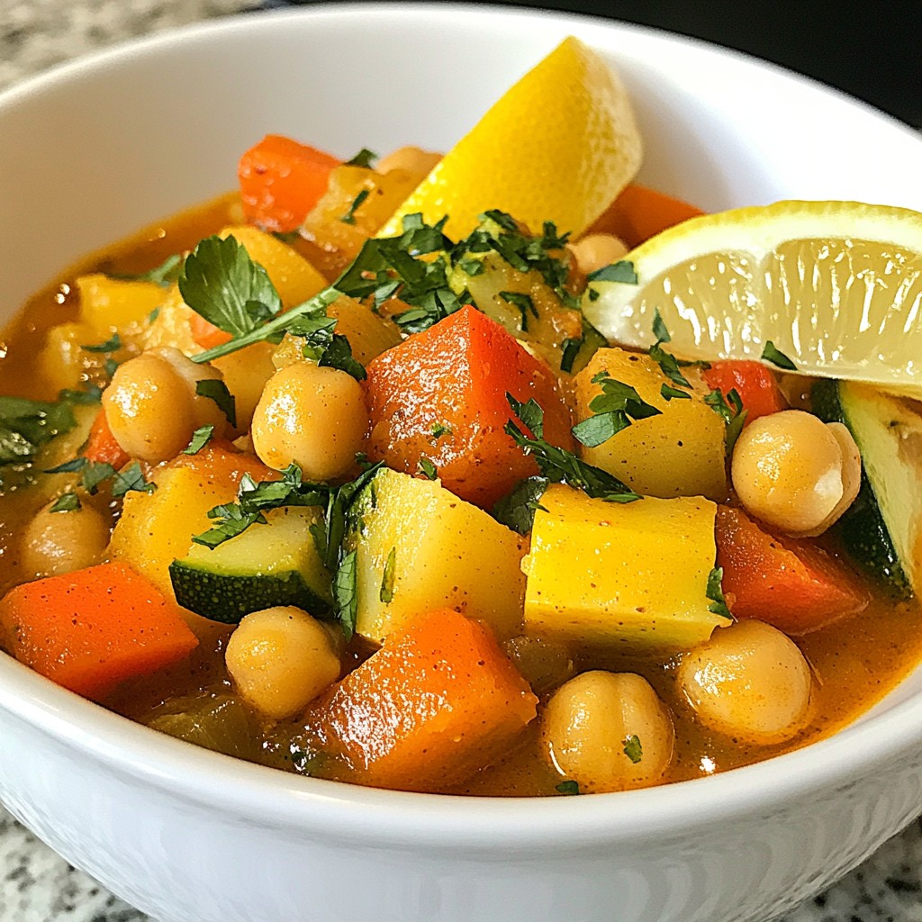 Herzhaftes marokkanisches Kichererbsen-Gemüse-Eintopf