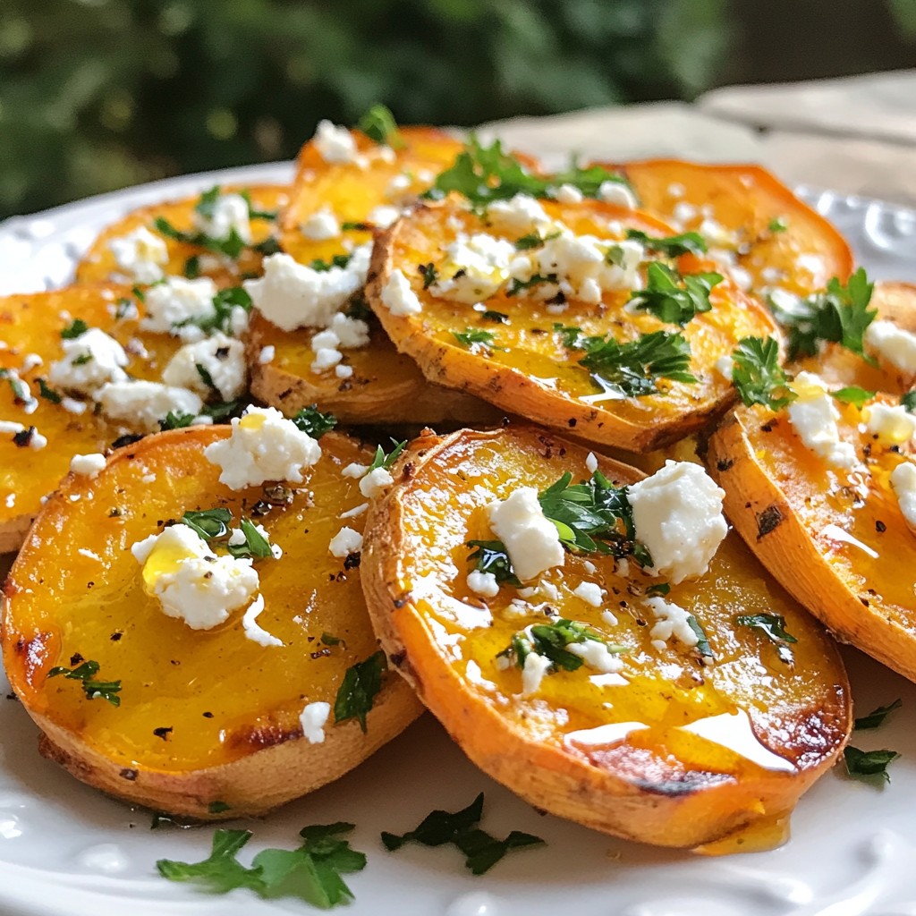 Roasted Sweet Potato Rounds with Honey and Feta Köstlich