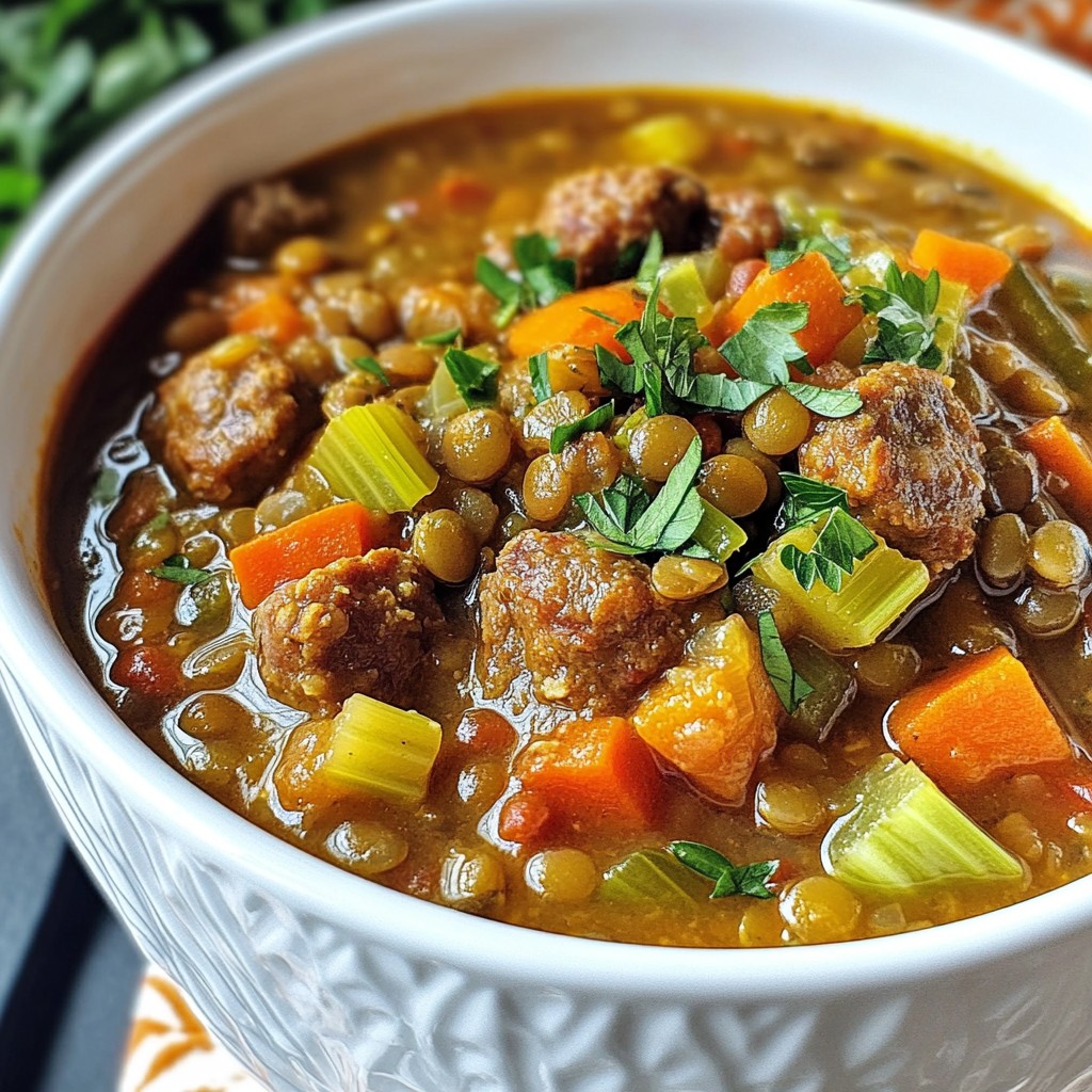 Herzhaftes Linsen- und Wurst-Eintopf Rezept lecker