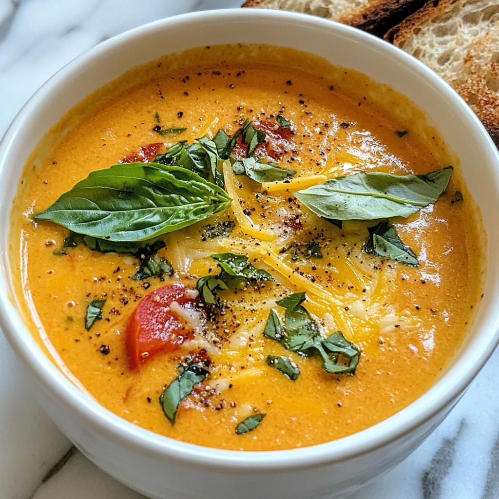 Creamy Soup Tomato Basil and Cheese Bisque Rezept