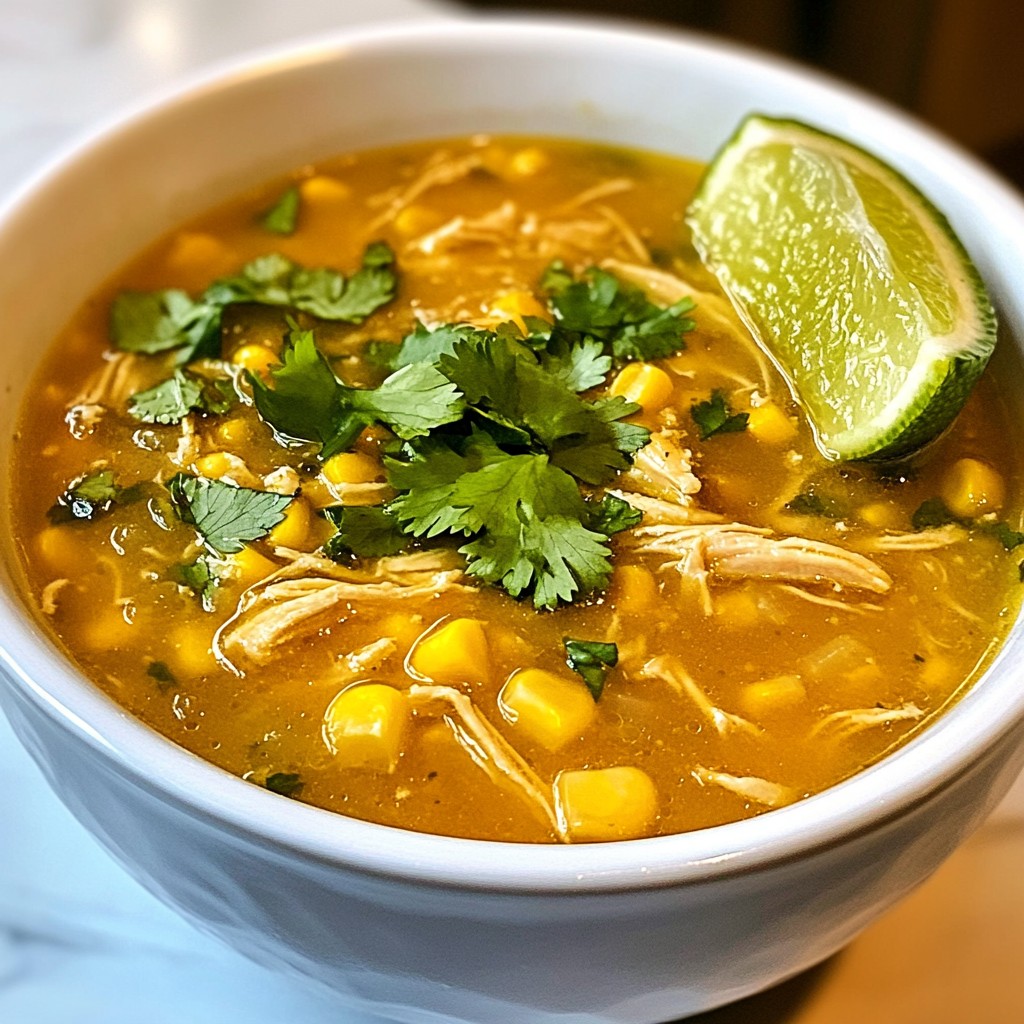 Chicken and Corn Soup with Cilantro Schmackhafte Variante