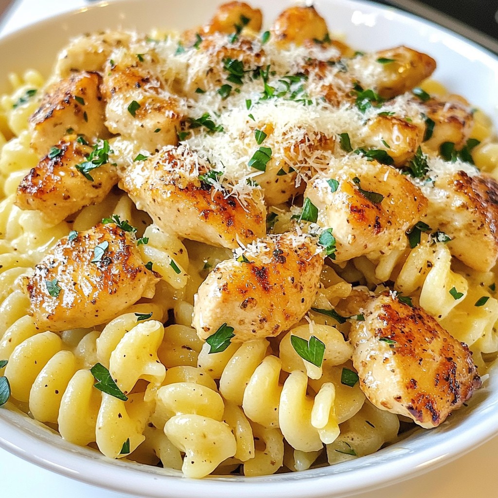 Garlic Butter Chicken Bites with Parmesan Pasta Genuss