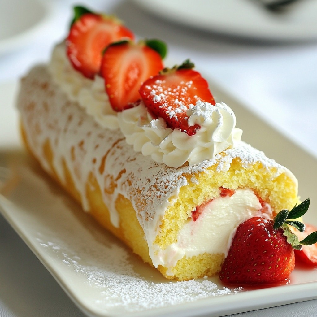 Strawberry Shortcake Cheesecake Roll Lecker und Einfach