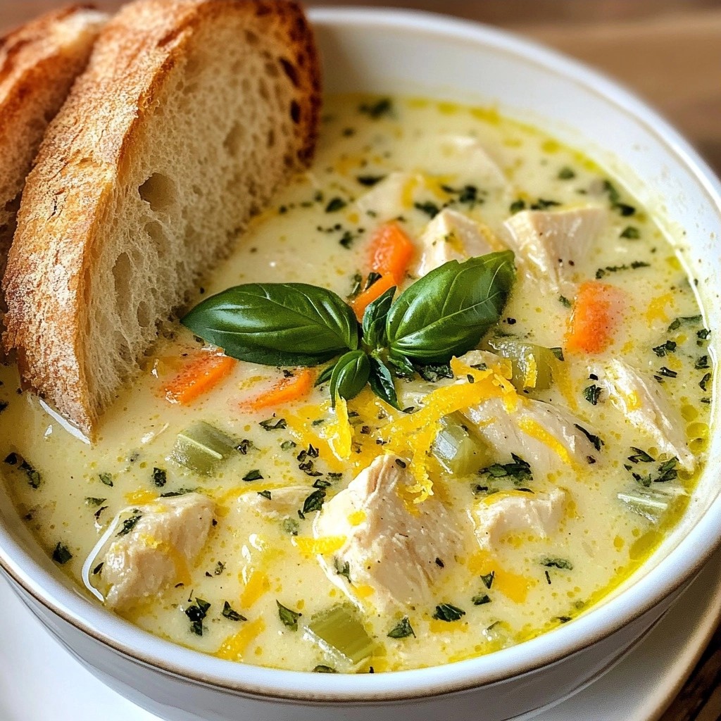 Creamy Lemon Basil Chicken Soup Einfache Wohlfühlsuppe