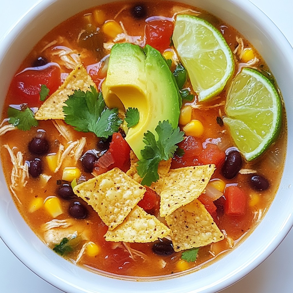 Savory Chicken Tortilla Soup with Lime Einfaches Rezept