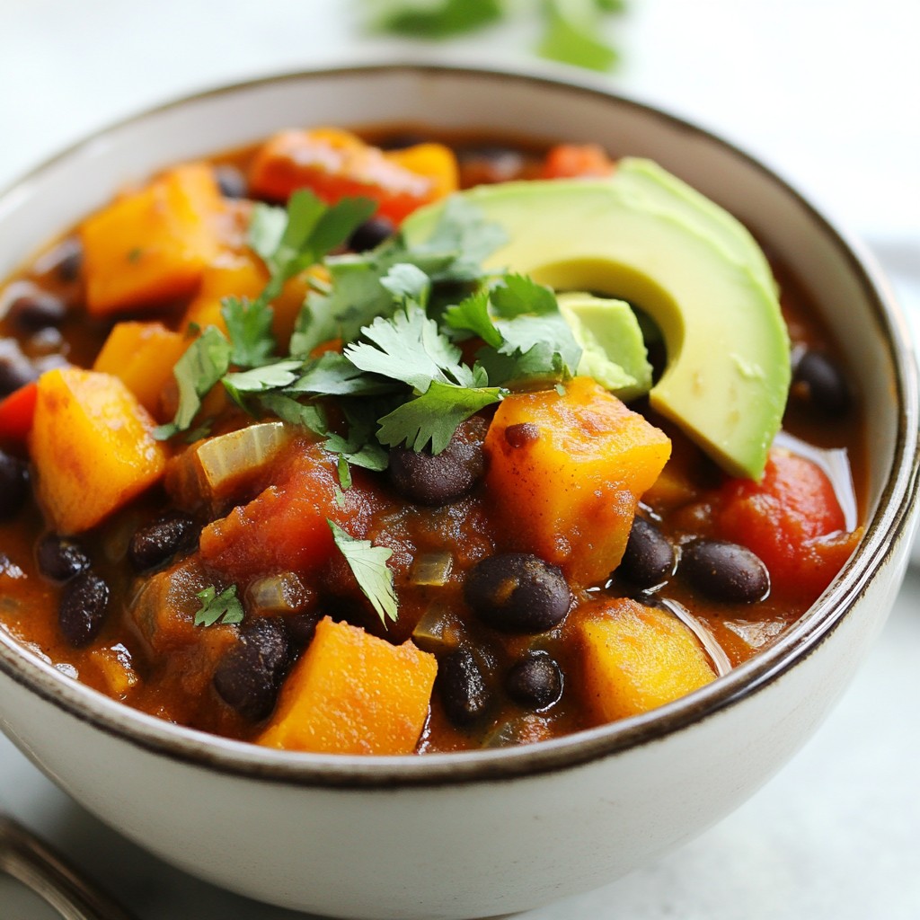 Butternut Squash and Black Bean Chili Delight genießen