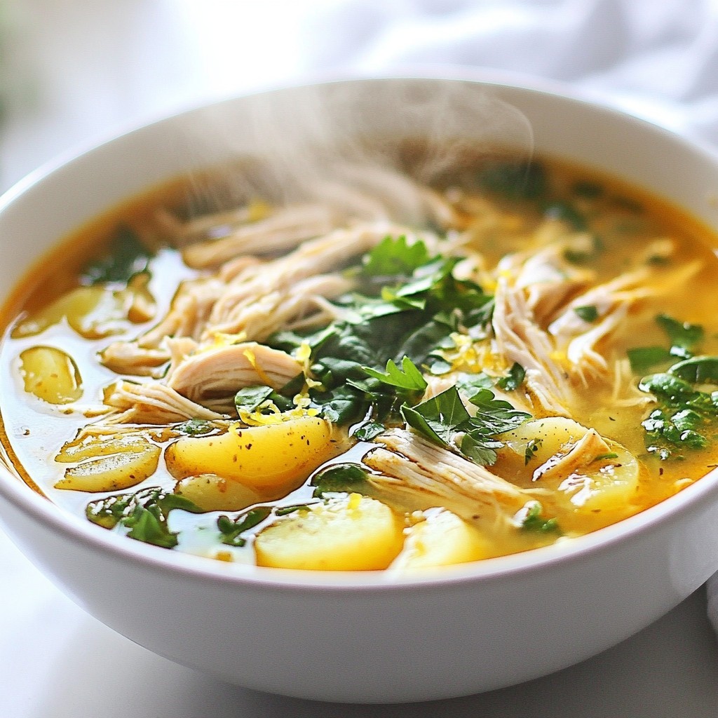 Spicy Lemon Chicken Soup with Spinach Lecker und Gesund