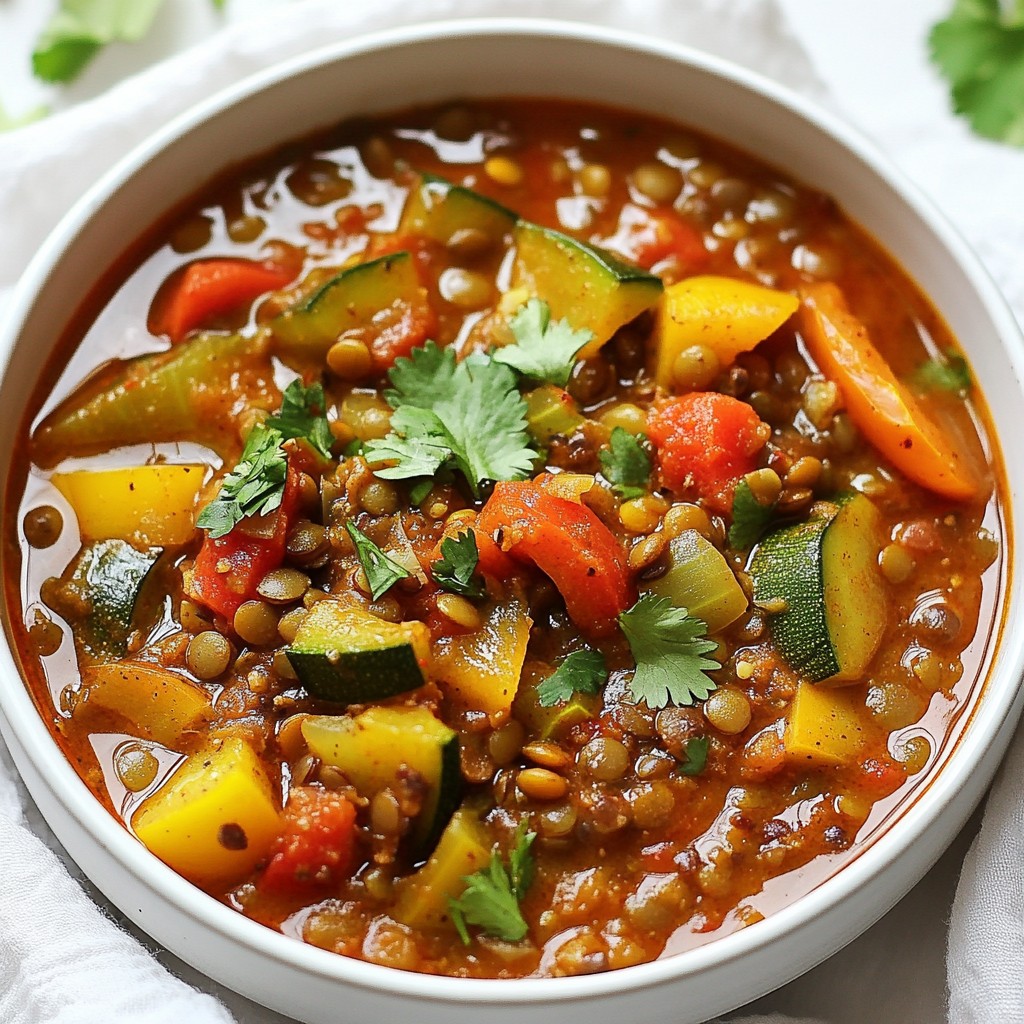 Vegan Lentil and Vegetable Chili Einfaches Rezept