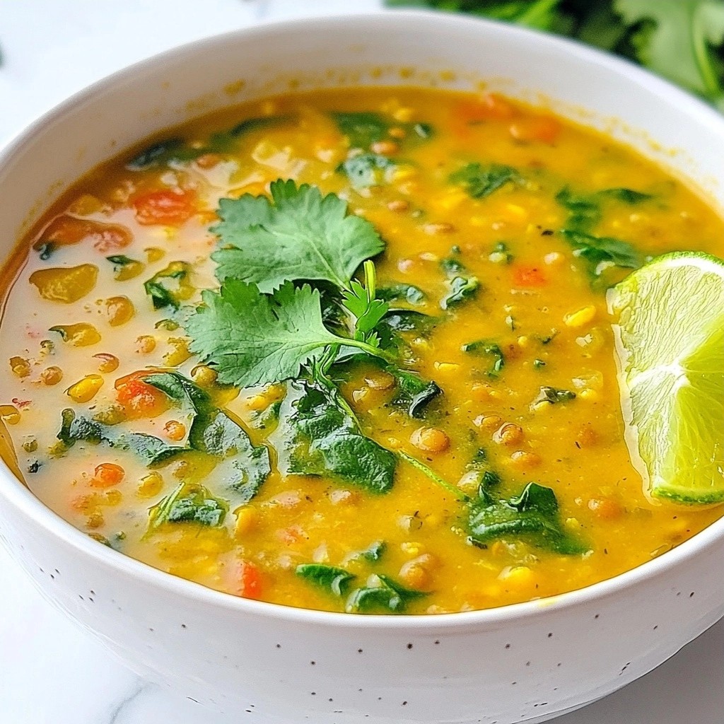 Vegan Curried Lentil Soup with Spinach Rezeptgenuss