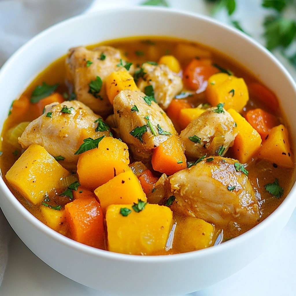 Herzhaftes Hähnchen- und Yams-Eintopf mit Kräutern