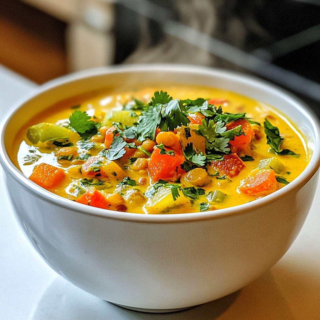 Cremige Kokos-Curry-Linsensuppe Einfach und Lecker