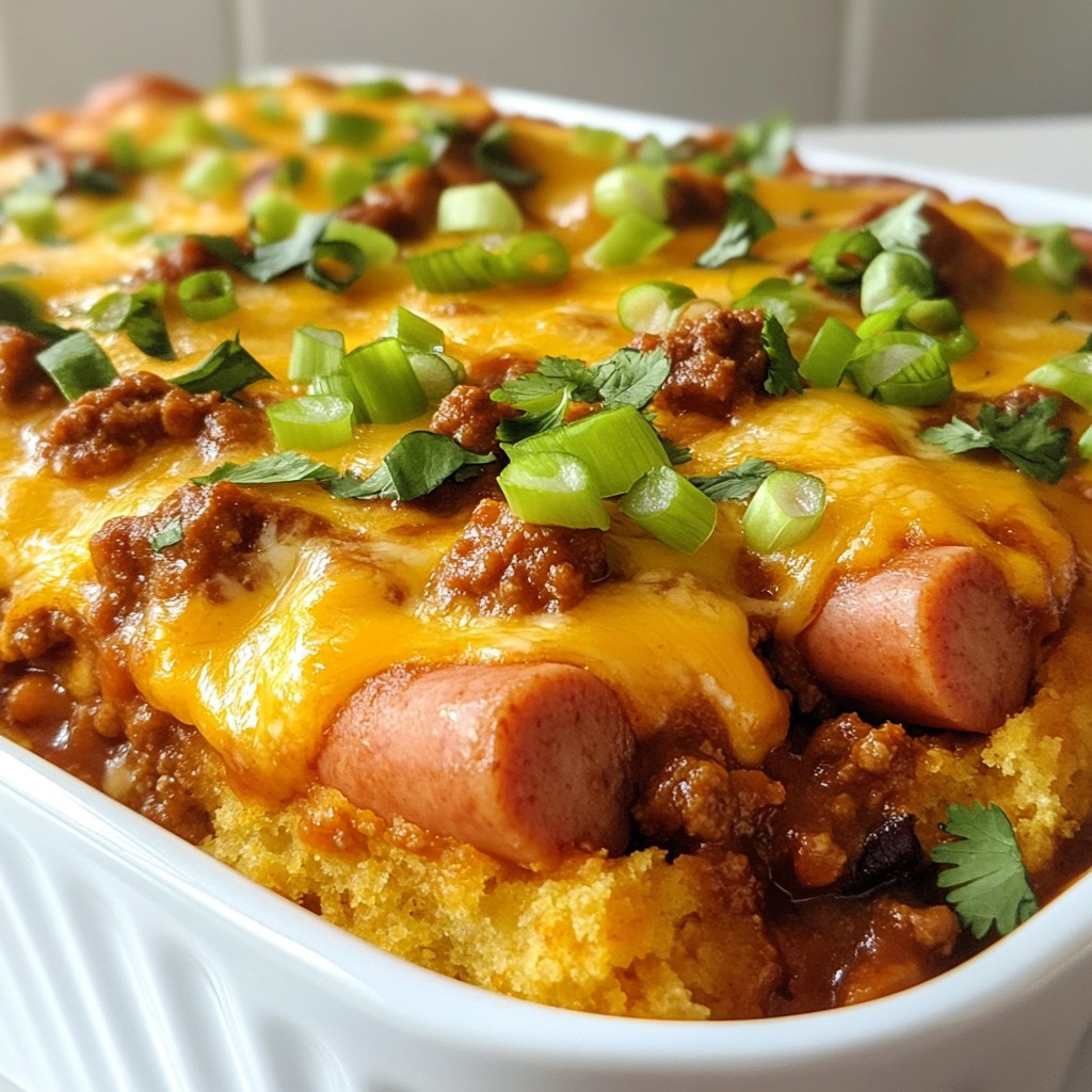 Loaded Chili Cheese Dog Casserole Einfaches Rezept