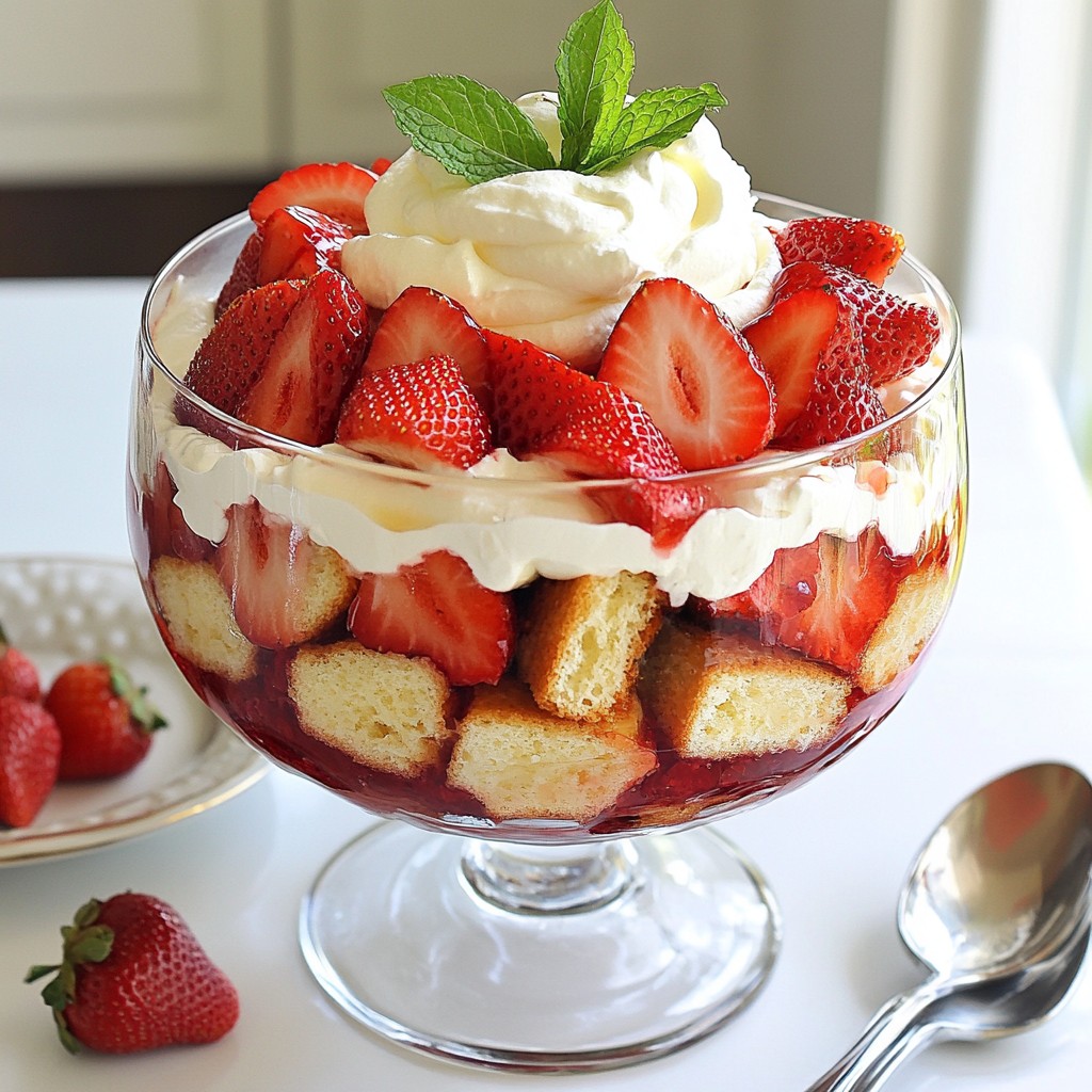 Einfache Erdbeer-Trifle mit Biskuitkuchen Rezept