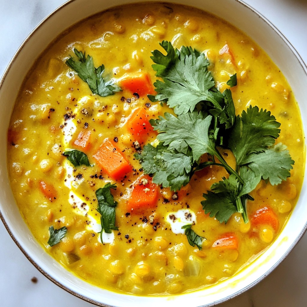 Cremige Suppe Kokos-Curry-Linsen Rezept zum Genießen