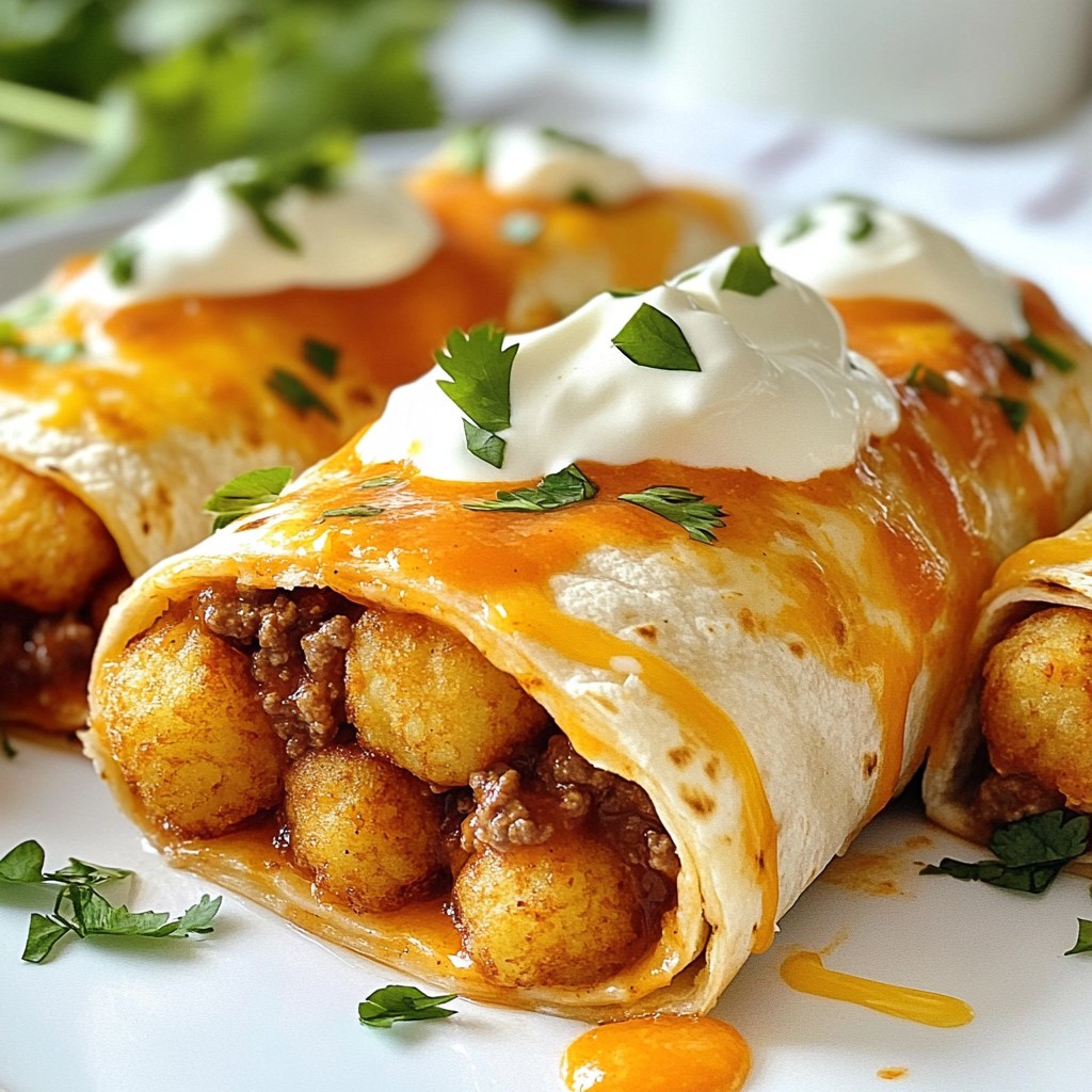 Cheesy Tater Tot Burritos Schmackhafte Mahlzeit genießen