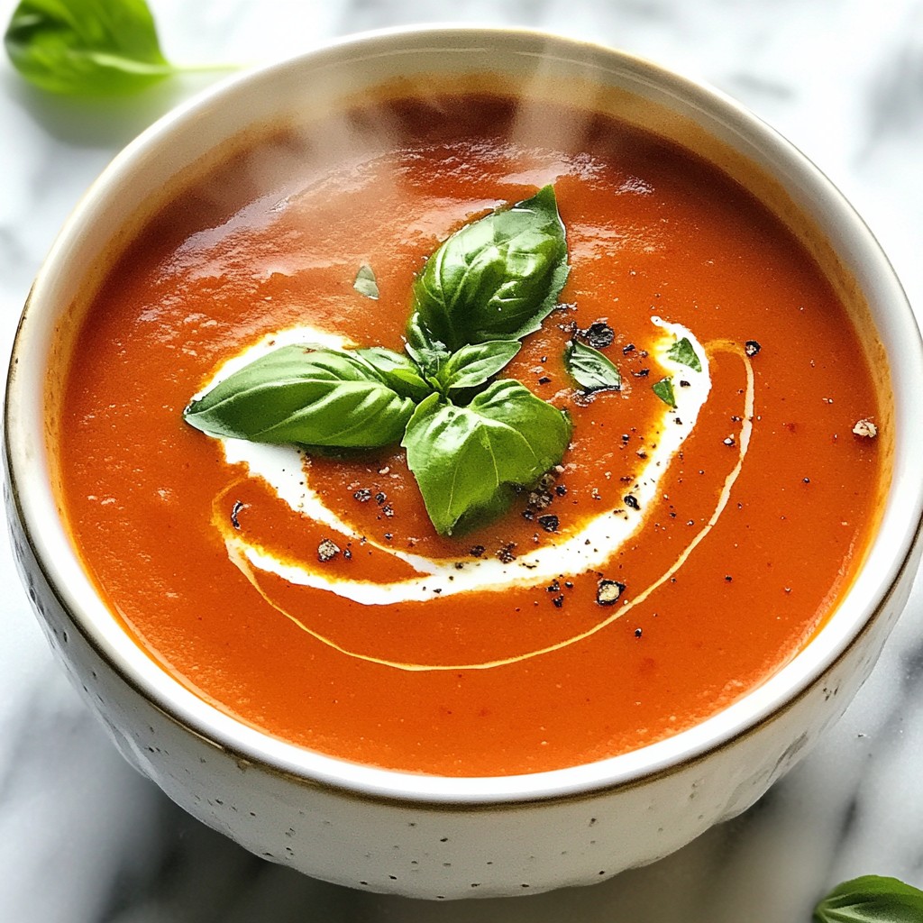 Cremige Suppe aus gerösteter Paprika und Tomaten