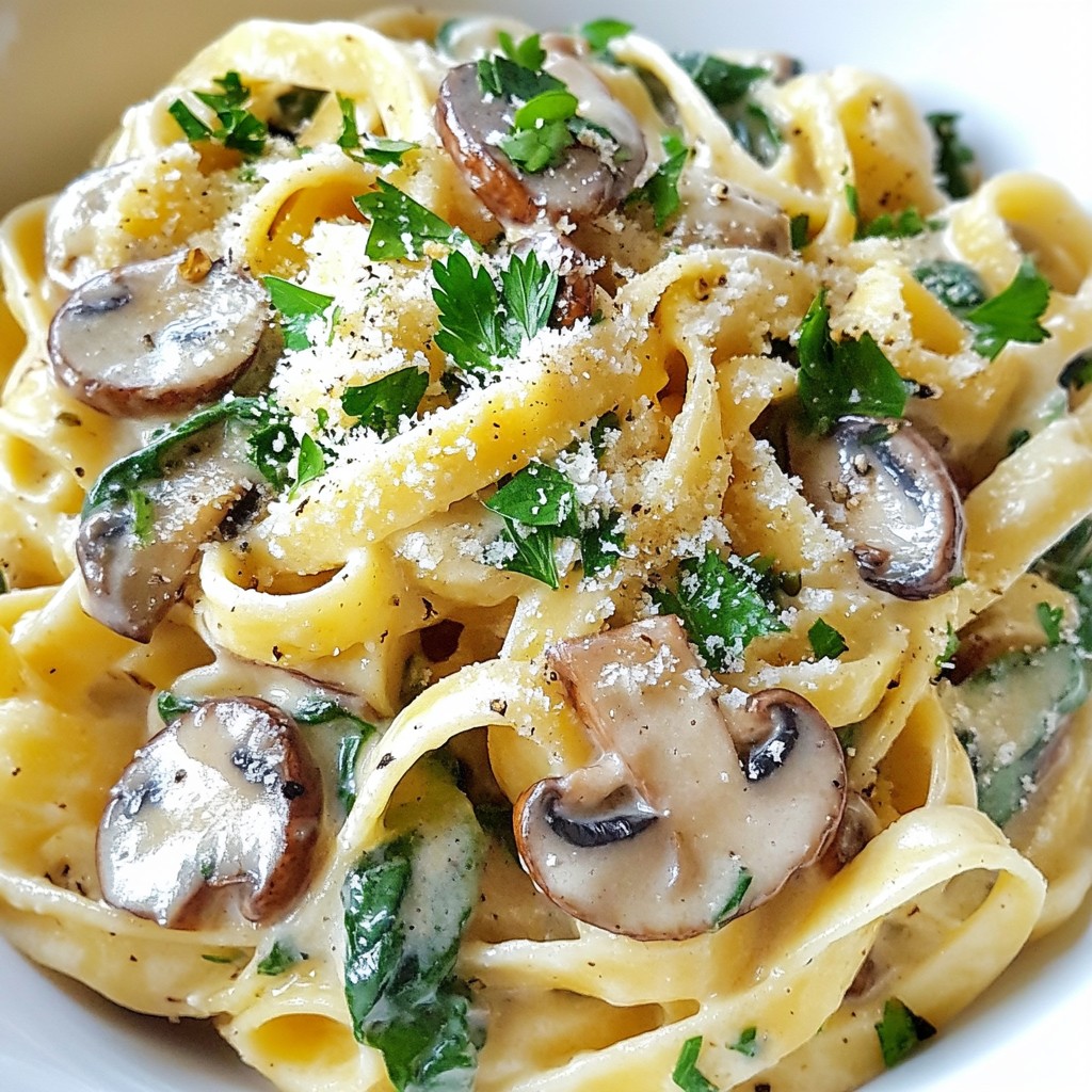 Cremige Mushroom Spinach Pasta Einfaches Rezept