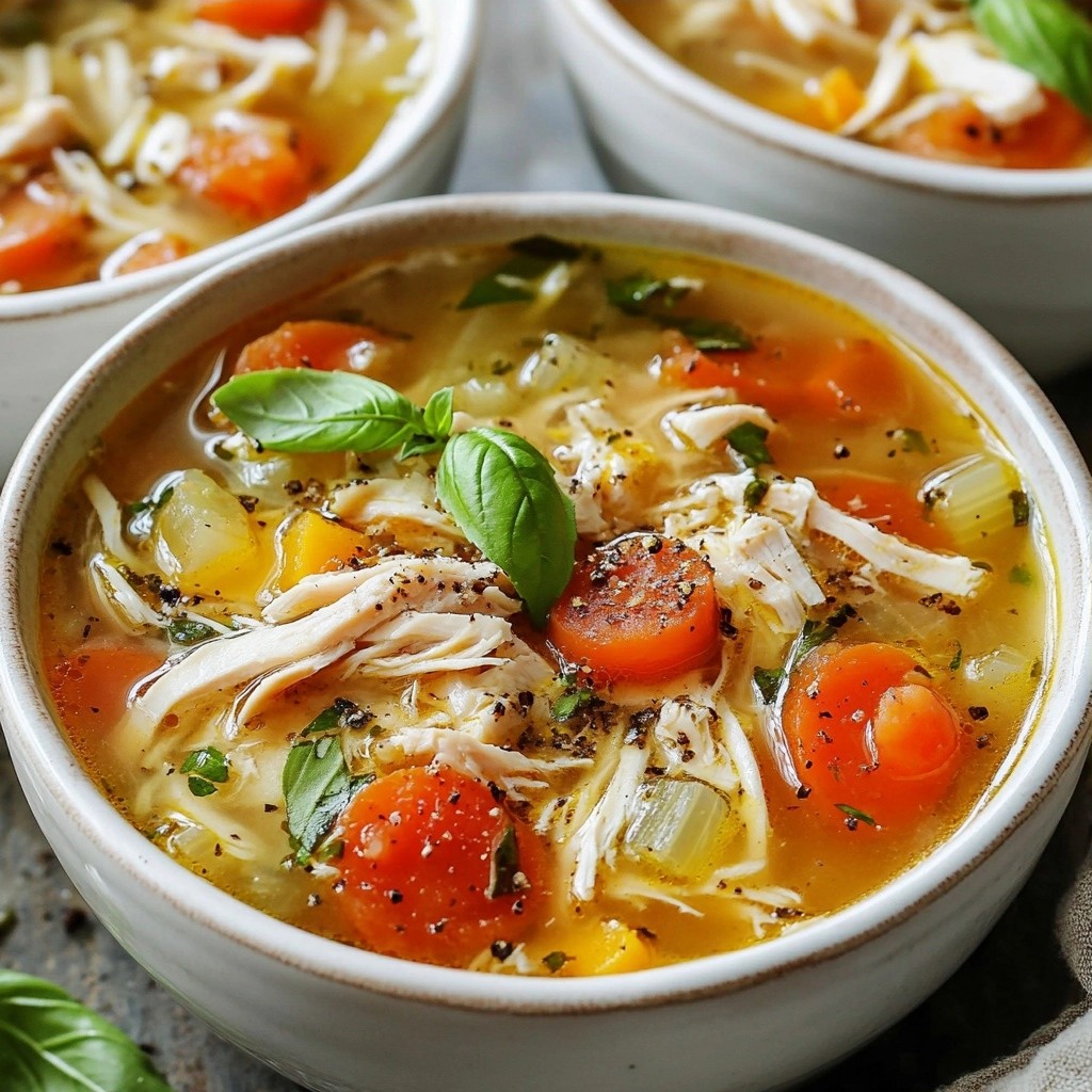 Hühnersuppe mit Basilikum und Tomaten Einfach zubereiten
