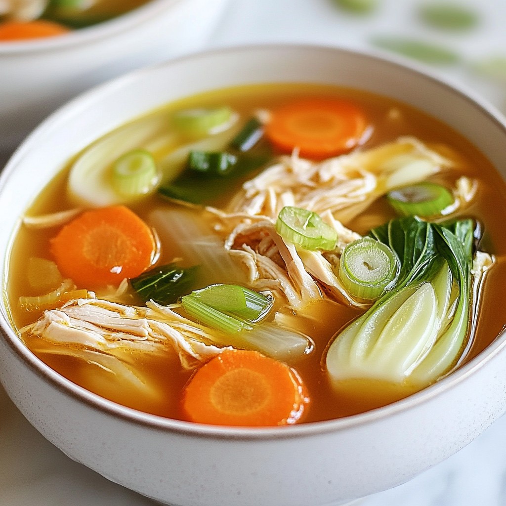 Hühnersuppe mit Ingwer und Bok Choy Gesund genießen