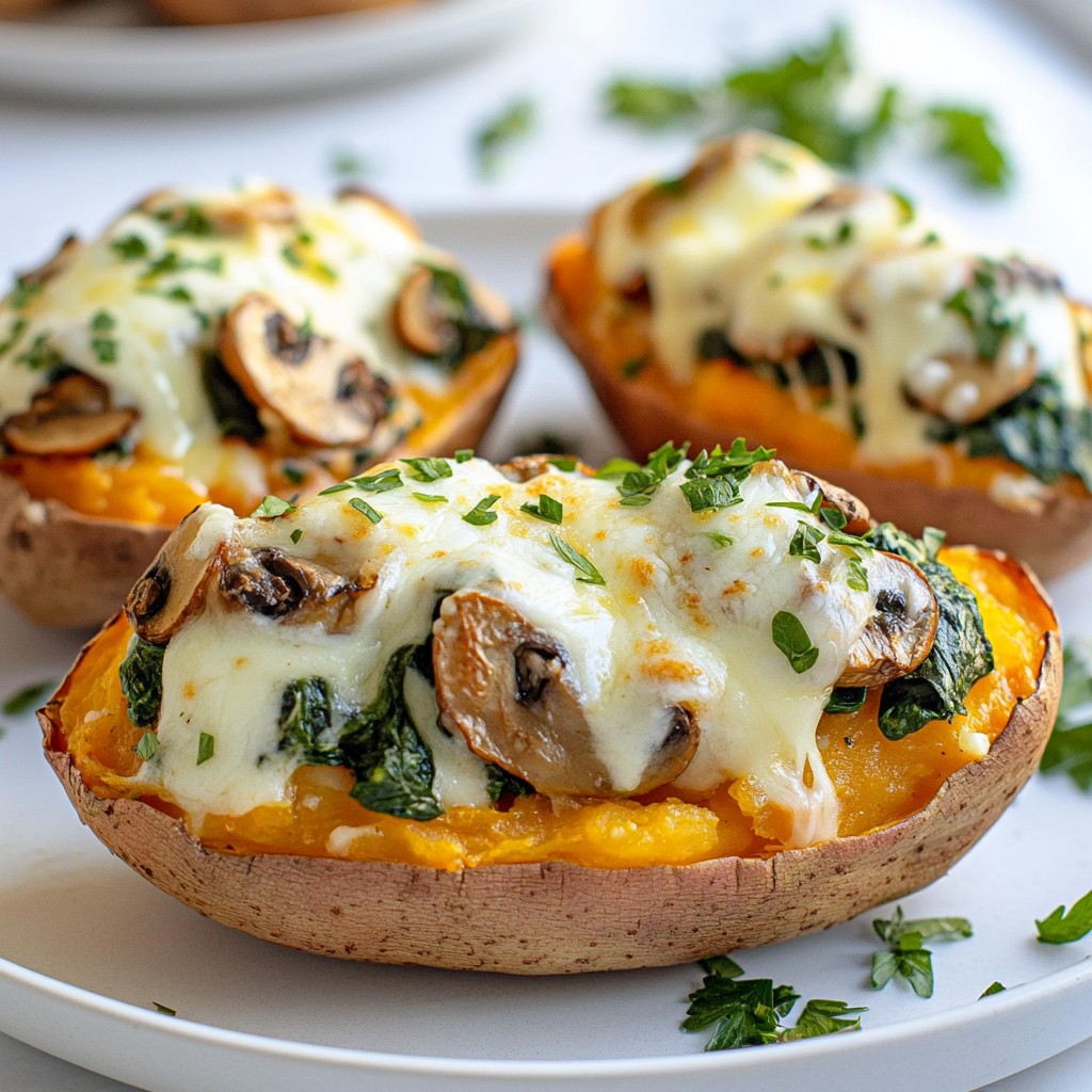 Creamy Mushroom-Stuffed Sweet Potatoes Rezept für Genuss