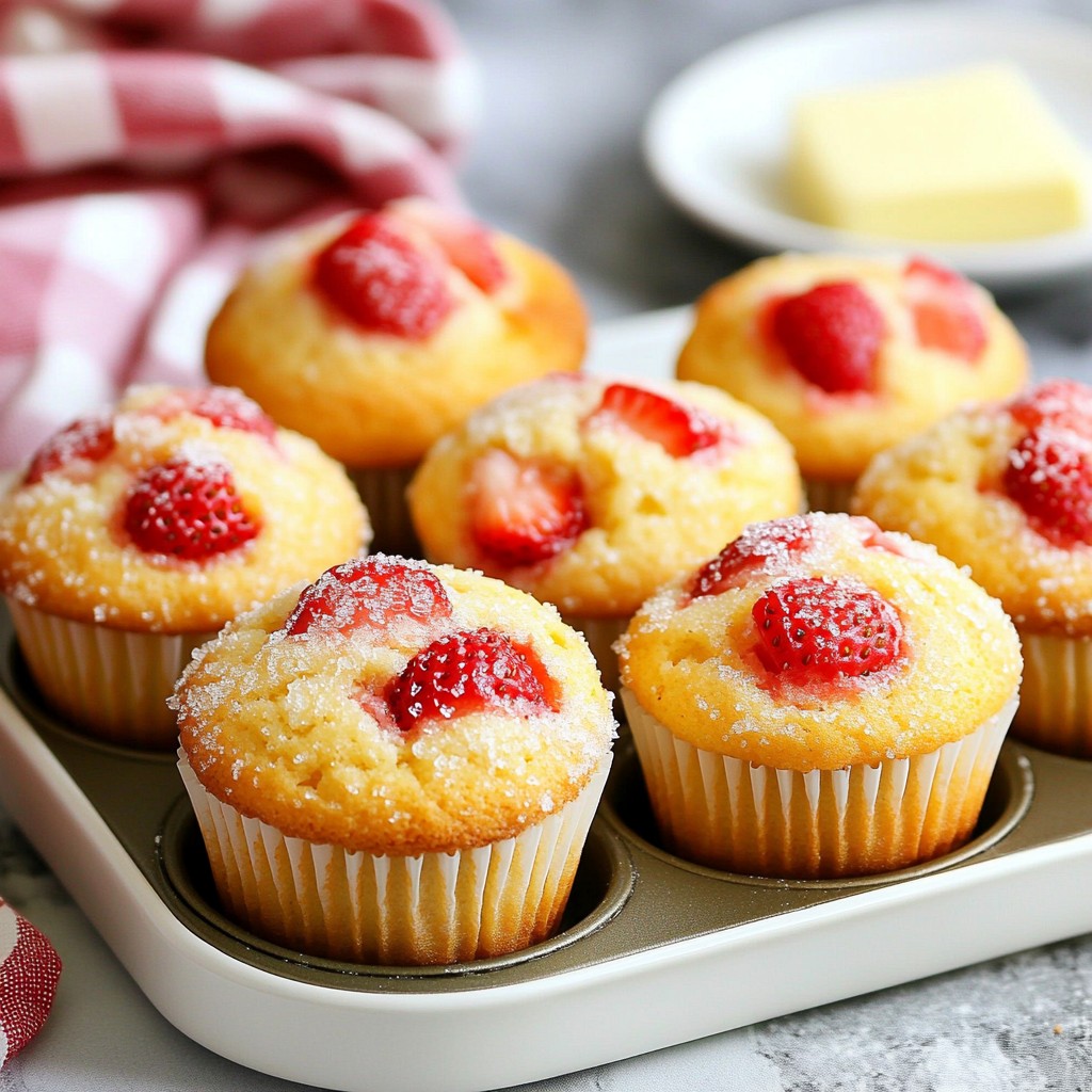 Bakery Style Strawberry Muffins Frisch und Lecker