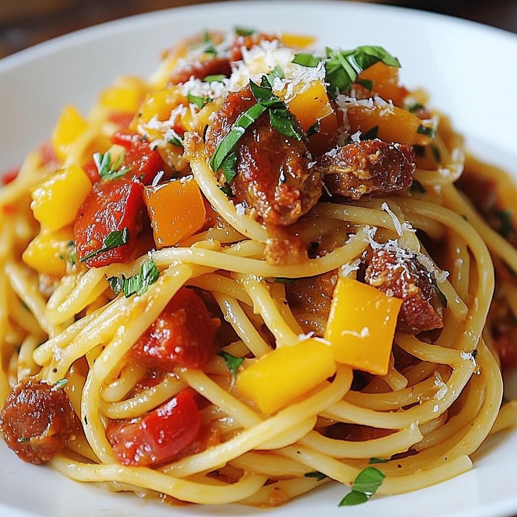 One Pan Chorizo Spaghetti Schnelles Gericht genießen