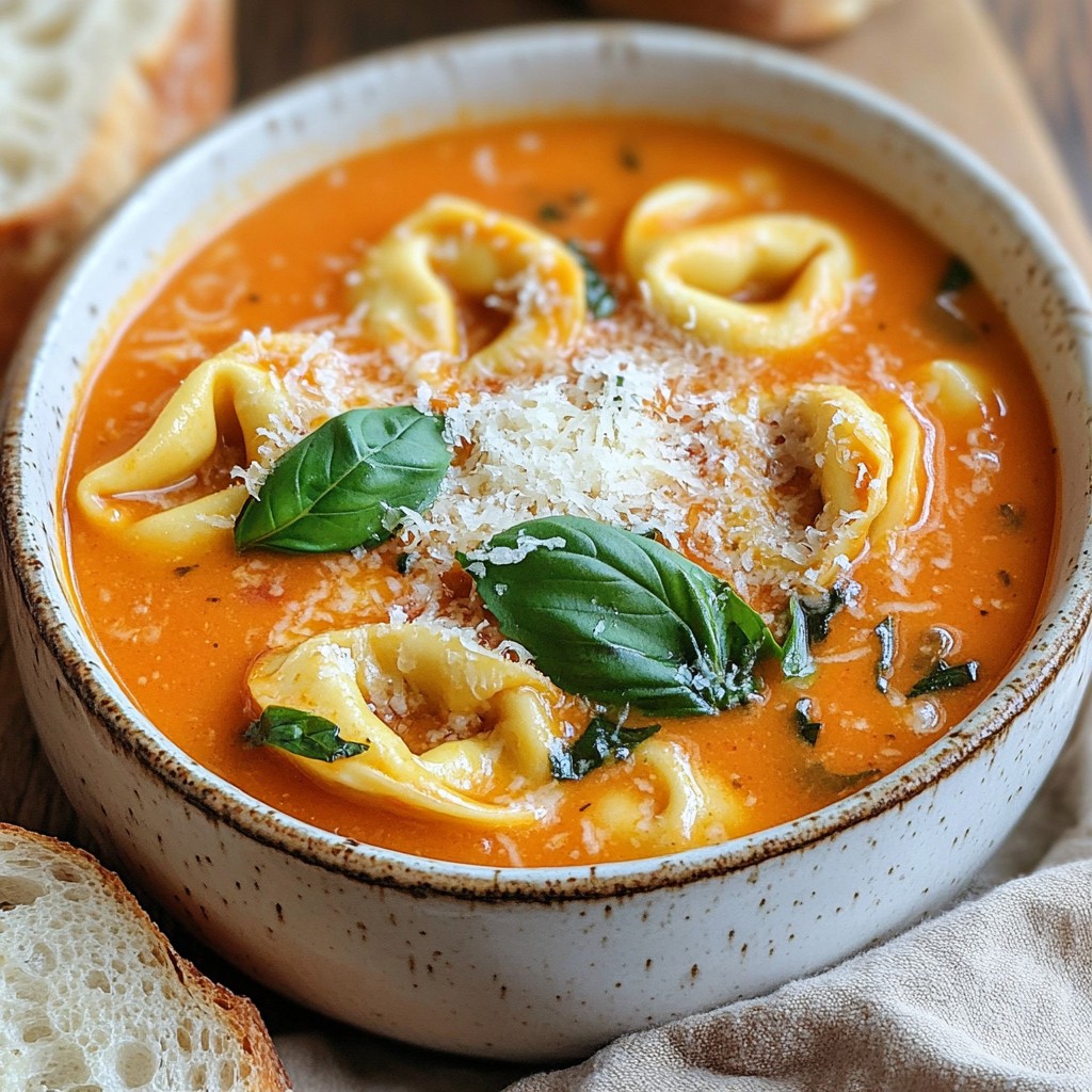 Creamy Tomato Basil Tortellini Soup leichte Kreation
