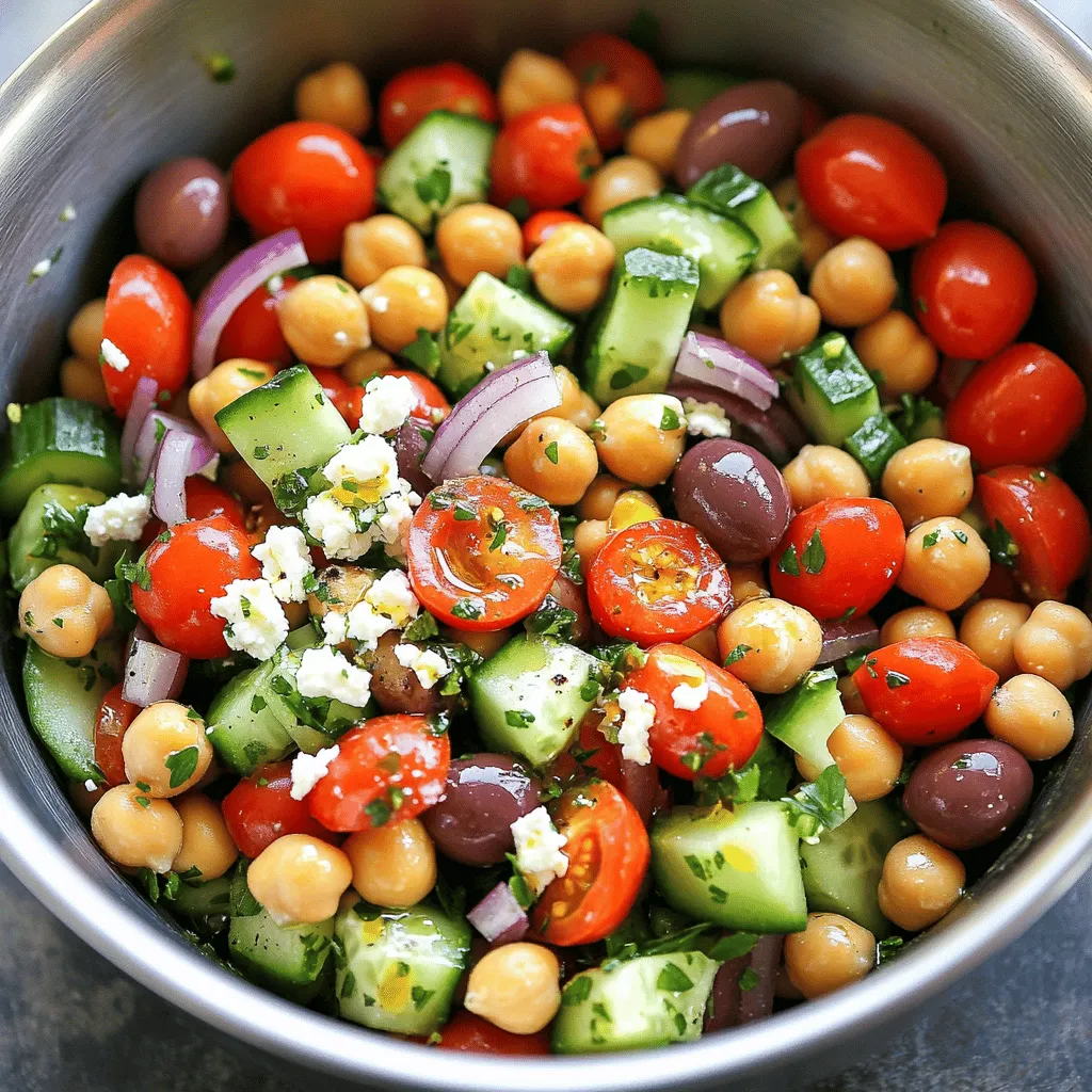 Mediterranean Chickpea Feta Salad Einfach und Lecker